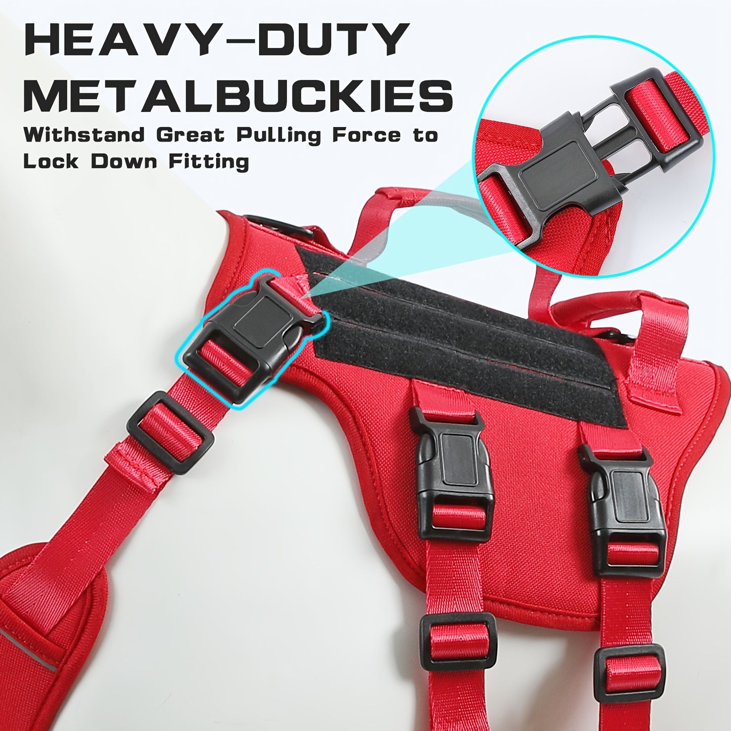 Escape-Proof Dog Harness - Reflective, No-Pull, Soft Padded, Adjustable & Dual Handles - Large