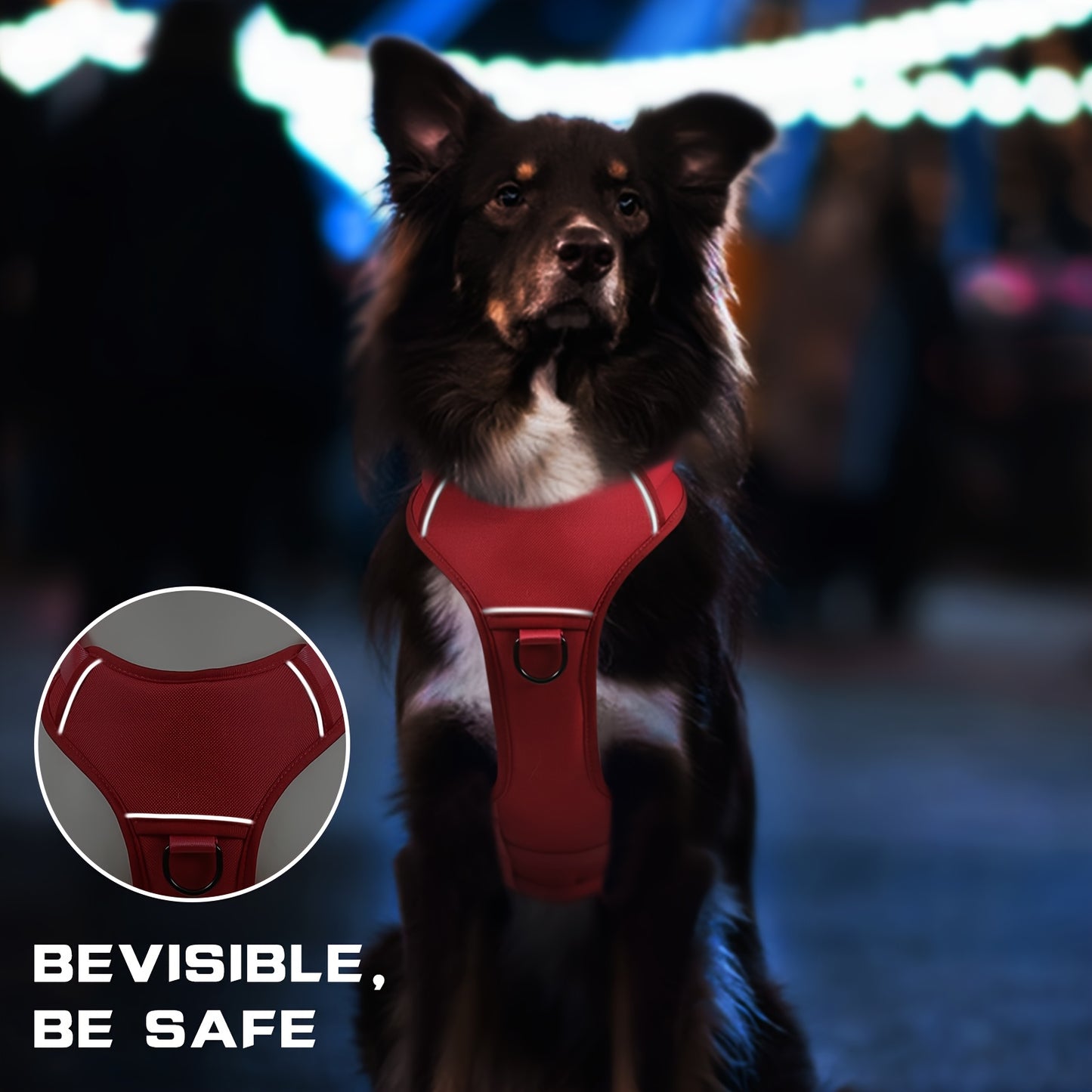 Escape-Proof Dog Harness - Reflective, No-Pull, Soft Padded, Adjustable & Dual Handles - Large