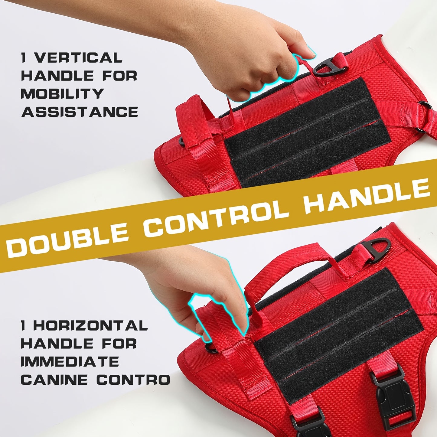 Escape-Proof Dog Harness - Reflective, No-Pull, Soft Padded, Adjustable & Dual Handles - Large