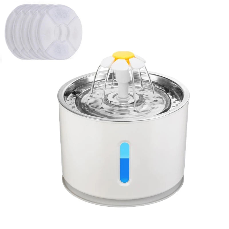 Automatic Cat/Dog Water Fountain with LED Lighting 5 Pack Filters 2.4L