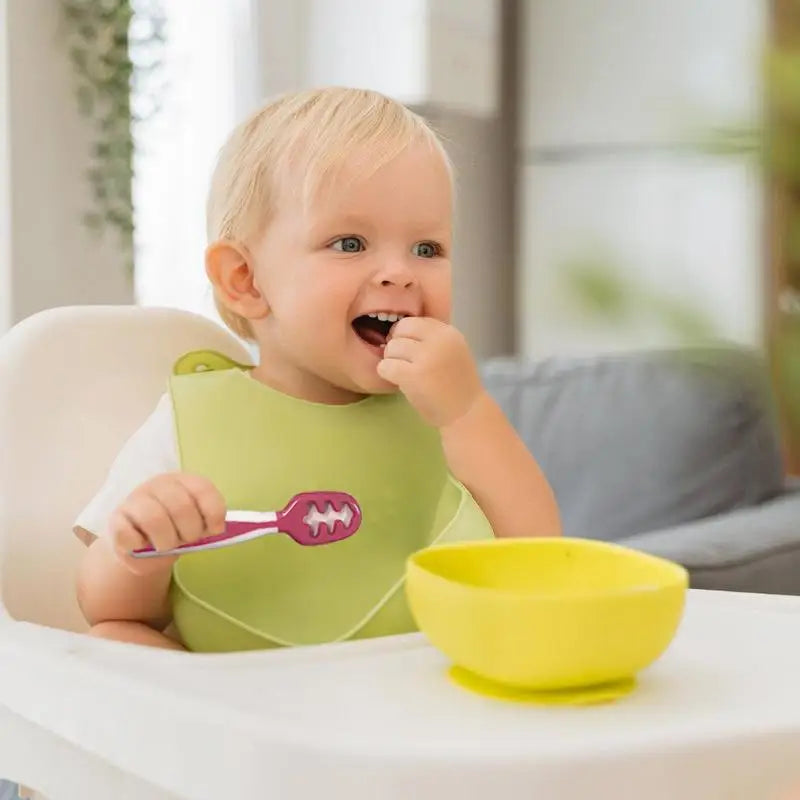 Teething Spoon Self Feeding Weaning Spoons 2Pcs Utensils - 6 Months Babies Pureed Foods Feed Training