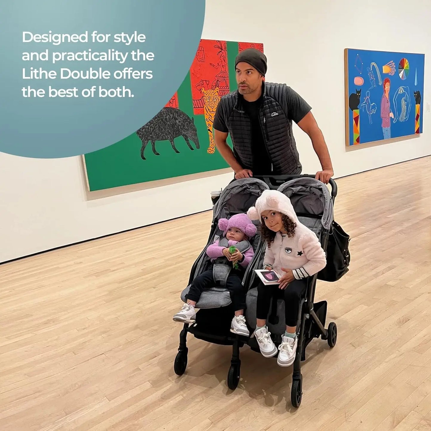 Double Stroller, Lightweight Side by Side Stroller, Large Seats with Individual Recline, Easy Fold