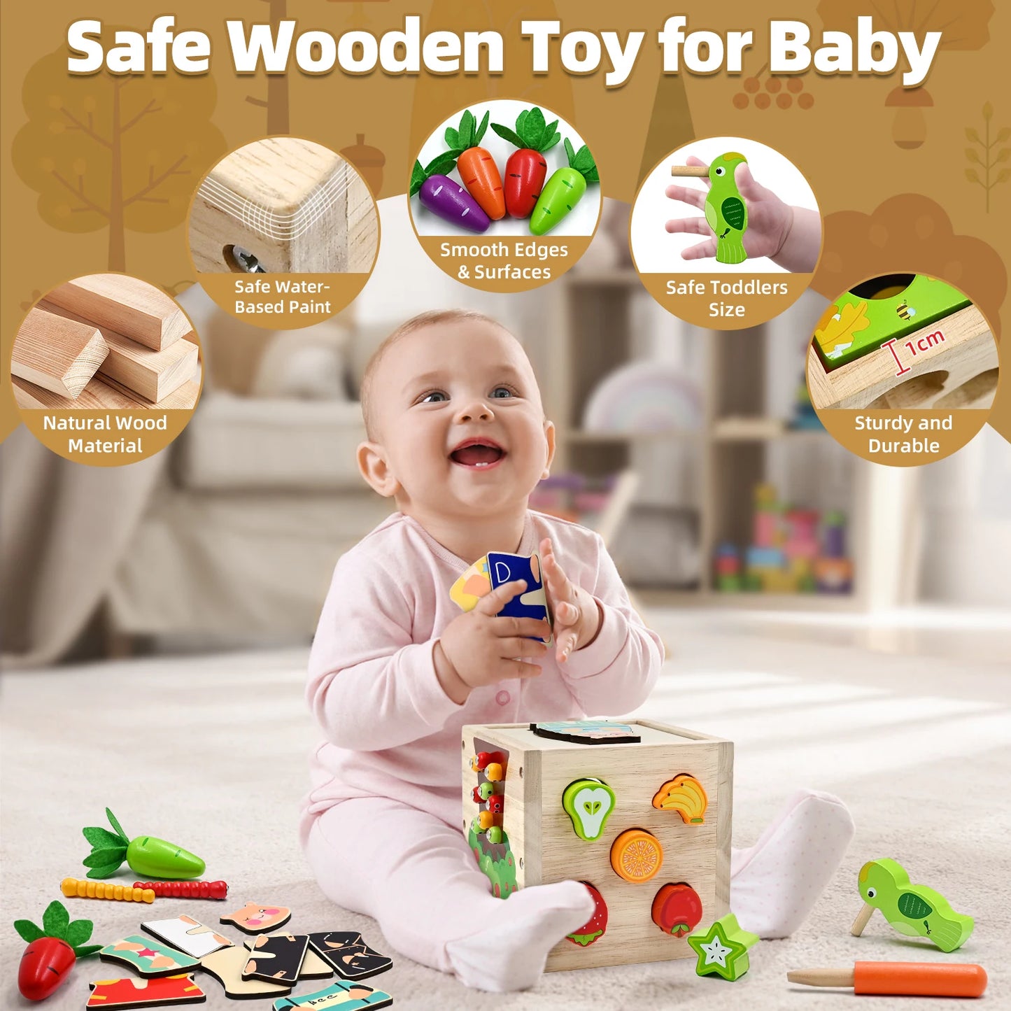 Baby Wooden Activity Cube