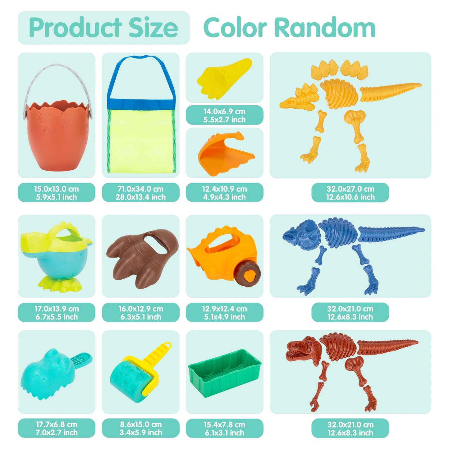 Dinosaur Beach Toys for Kids 3-5- 33 PCS Sand Toys with Mesh Bag,