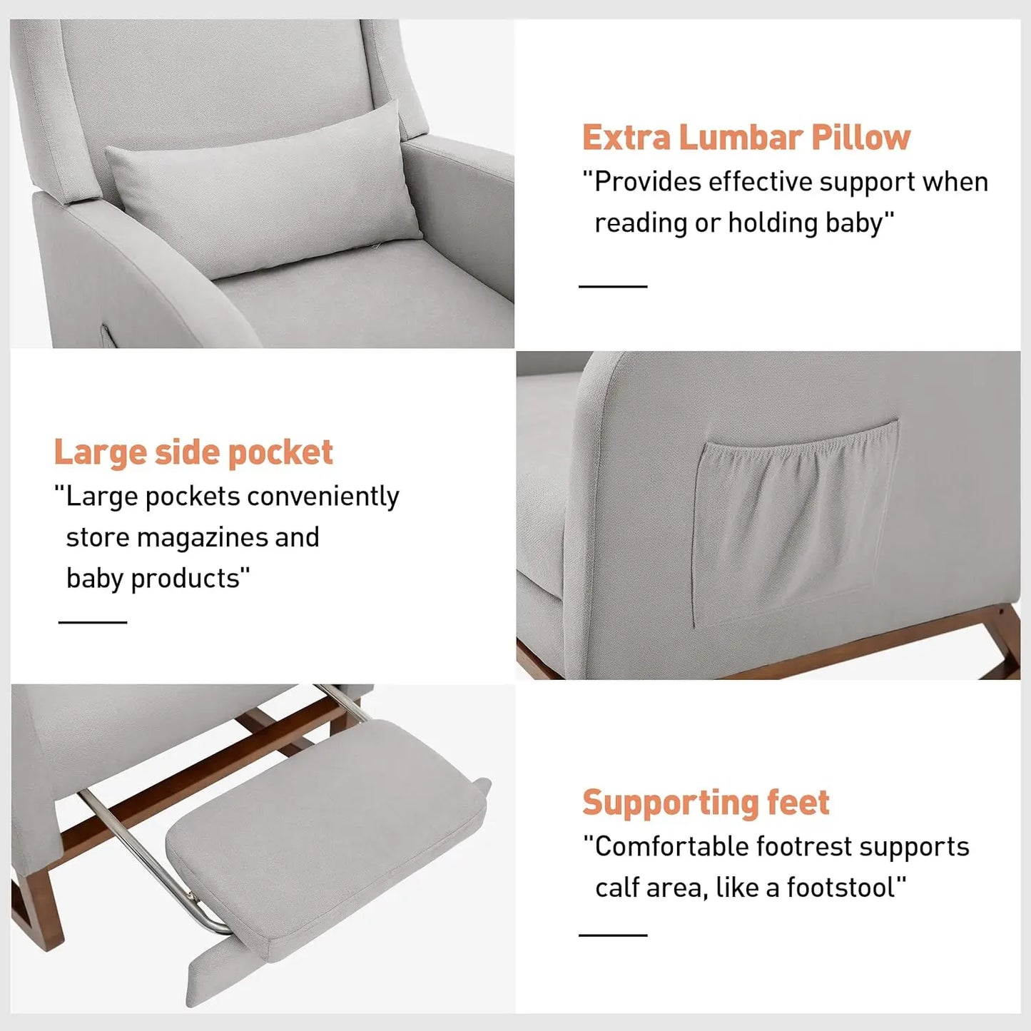Nursery Rocking Chair Nursery with Foot Rest