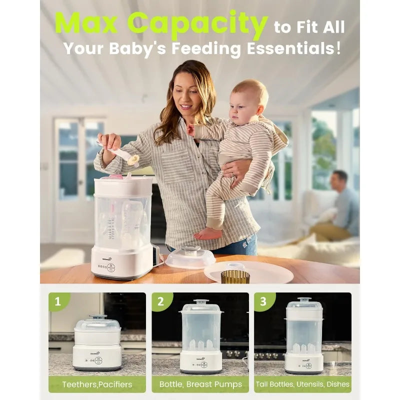 Bottle Sterilizer and Dryer, Compact Electric Steam Baby Bottle Sterilizer