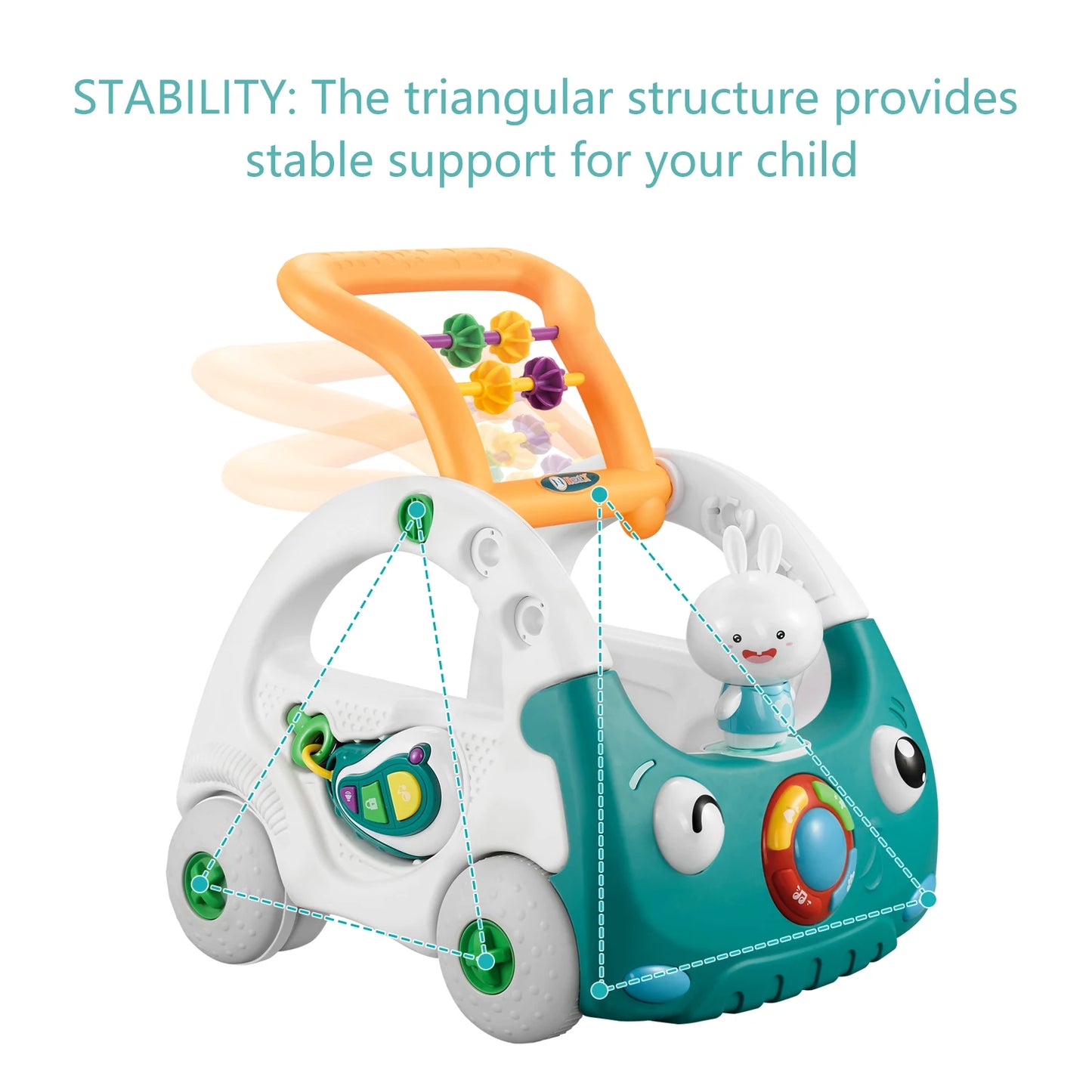4-in-1 Baby Push Walker for Boys Girls, Sit to Stand
