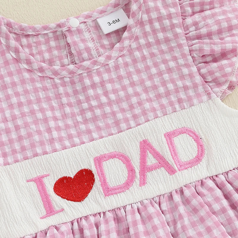 Infant Girls Checkered Romper Dress with Matching Headband