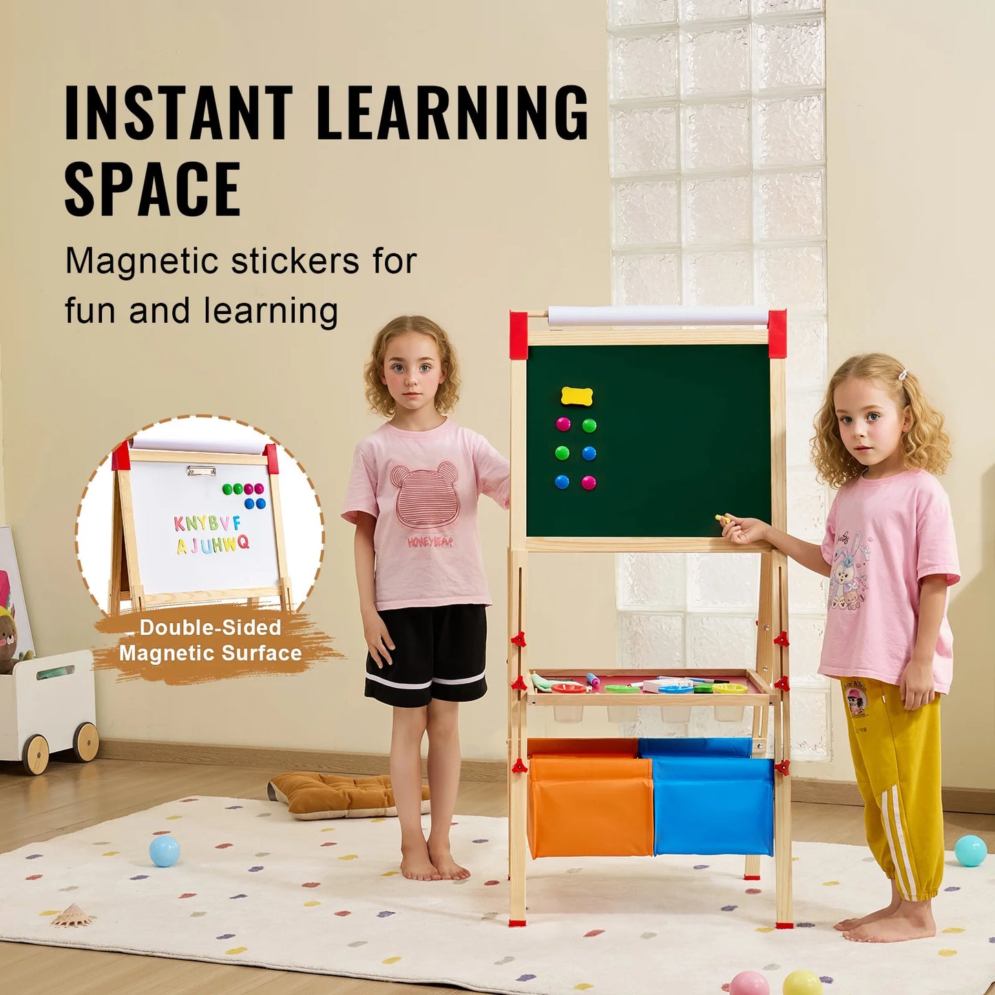 Child Magnetic Board, Drawing Board, WordPad, Standing Art Easel with storage