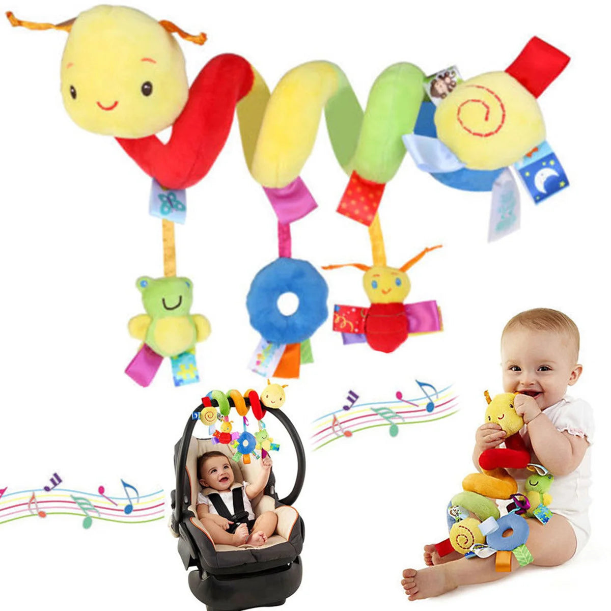 Crib,, Stroller, Car Seat, Hanging Rattles Spiral Toy with Ringing Bell