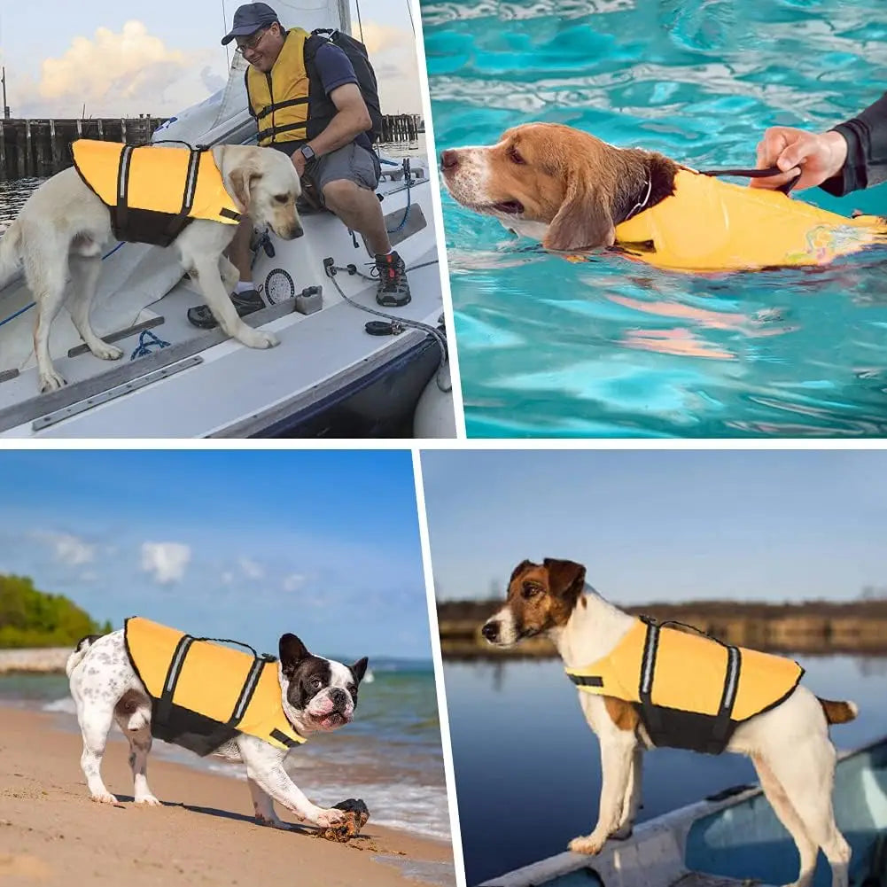 Ripstop Reflective & Adjustable Life Jacket for Dogs with Rescue Handle