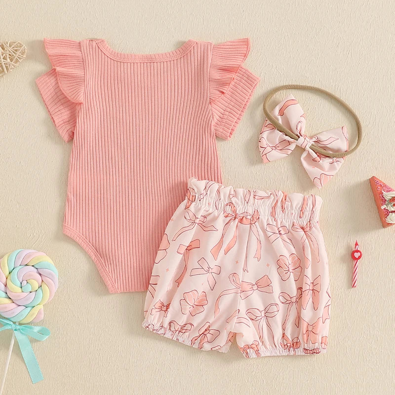 Infant Girls Floral Print Romper with Matching Headband