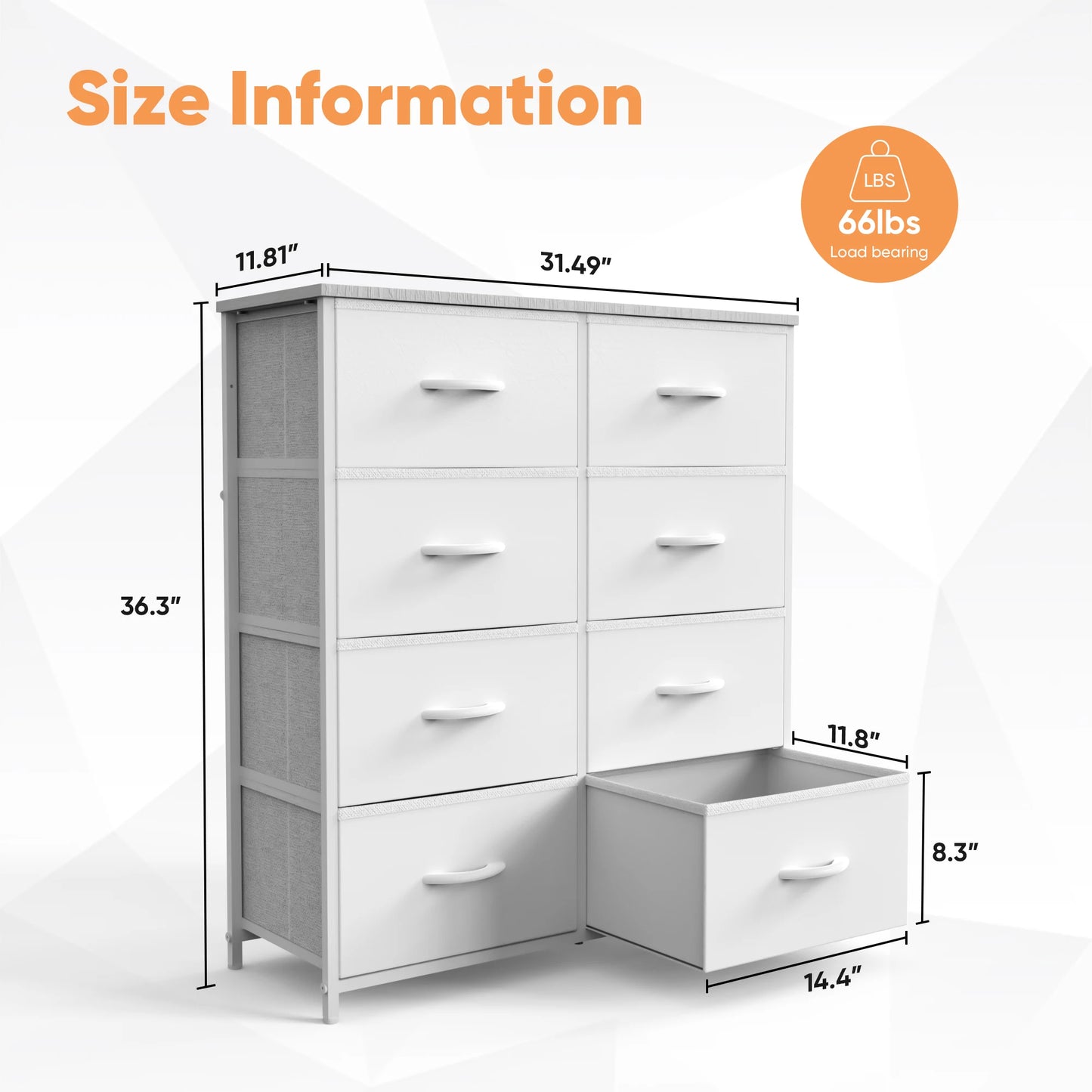 Child's Wardrobe With 8 Fabric Drawer Storage Steel Frame -Additional colors available