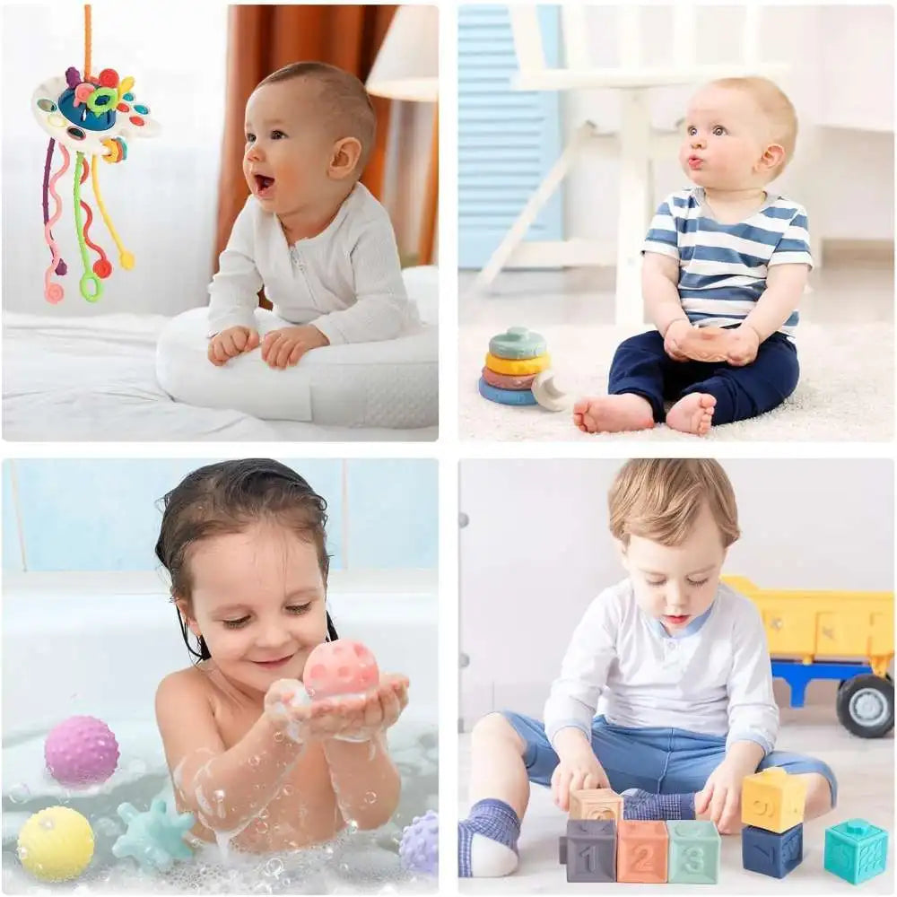 Baby toys 6 to 12 months-3yr, Sensory ,Pull String , Stacking and Blocks