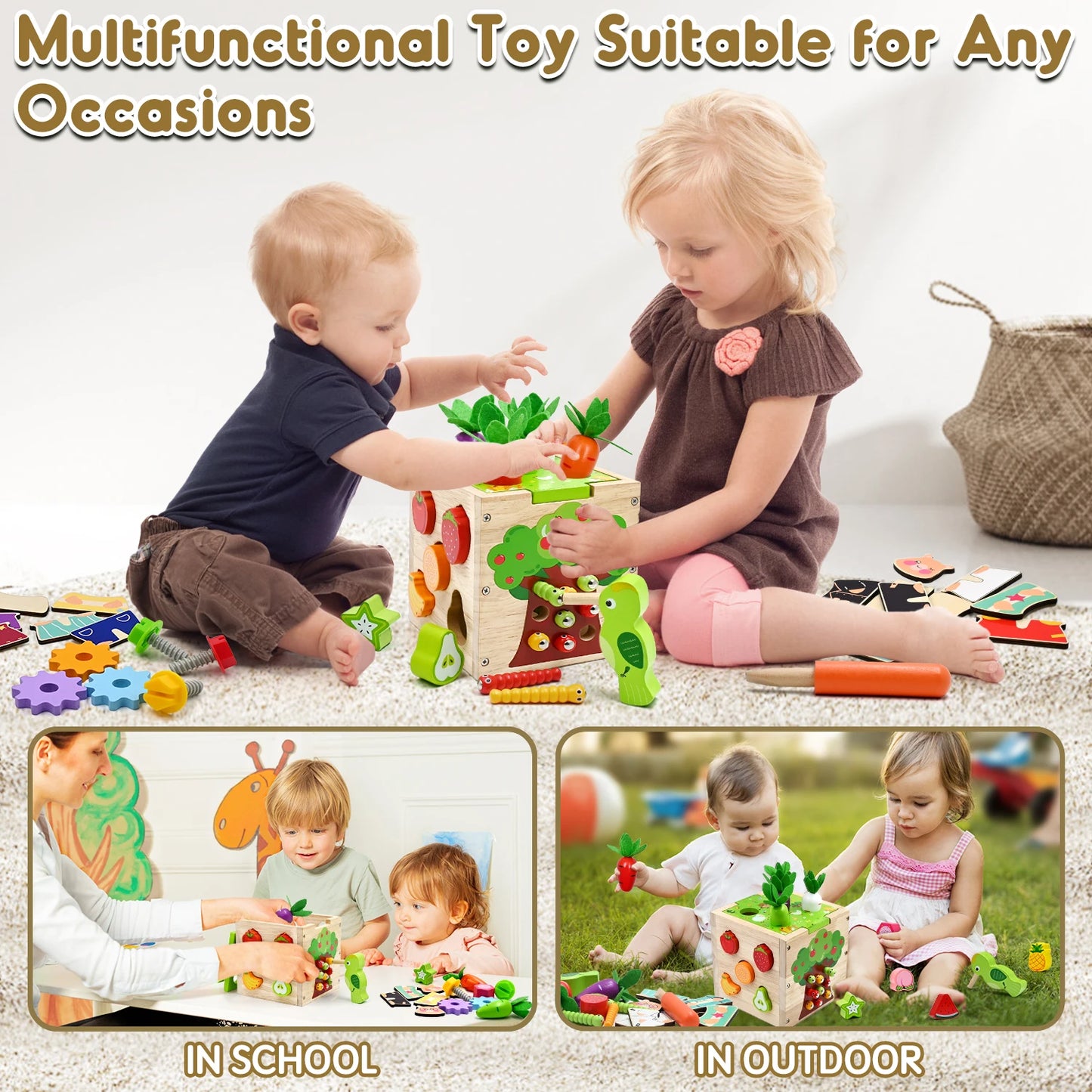 Baby Wooden Activity Cube