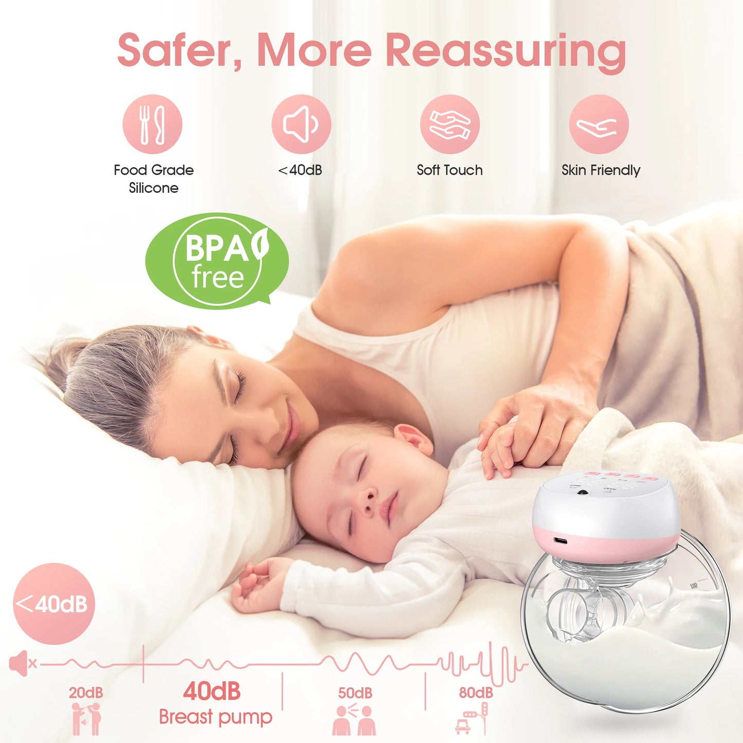 Breast Pump 1200mAh Portable Hands Free 12 Levels 3 Modes Electric Remote Control