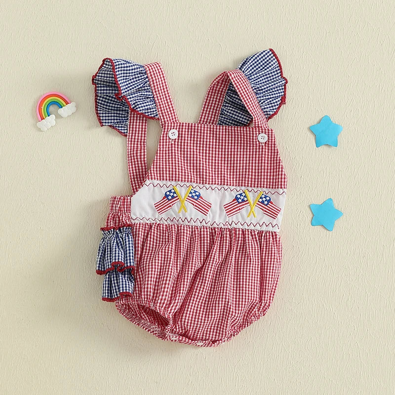 Infant Girls American Flag Romper