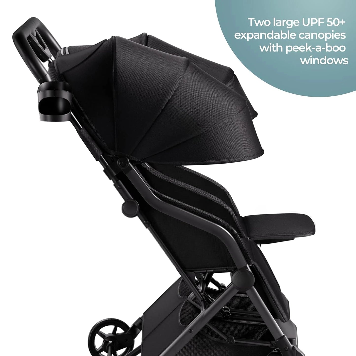 Double Stroller, Lightweight Side by Side Stroller, Large Seats with Individual Recline, Easy Fold