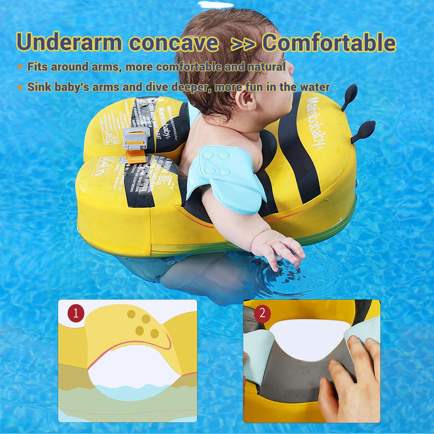 Baby Float With Crotch Strap & Inflation-free Solid Core Child Swimming Ring