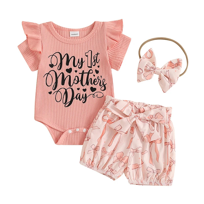 Infant Girls Floral Print Romper with Matching Headband