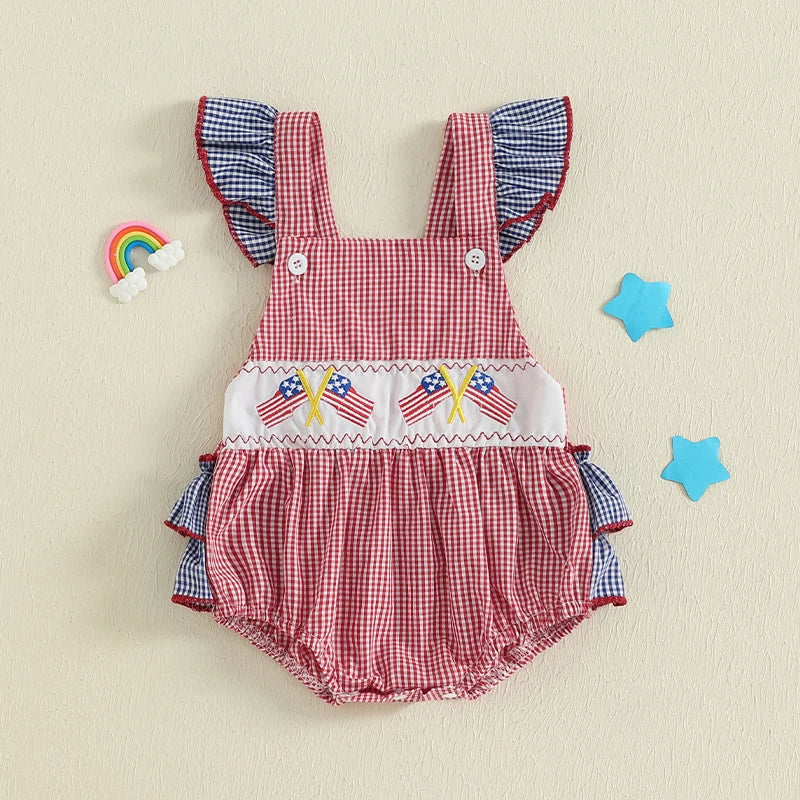 Infant Girls American Flag Romper