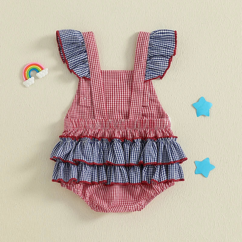 Infant Girls American Flag Romper