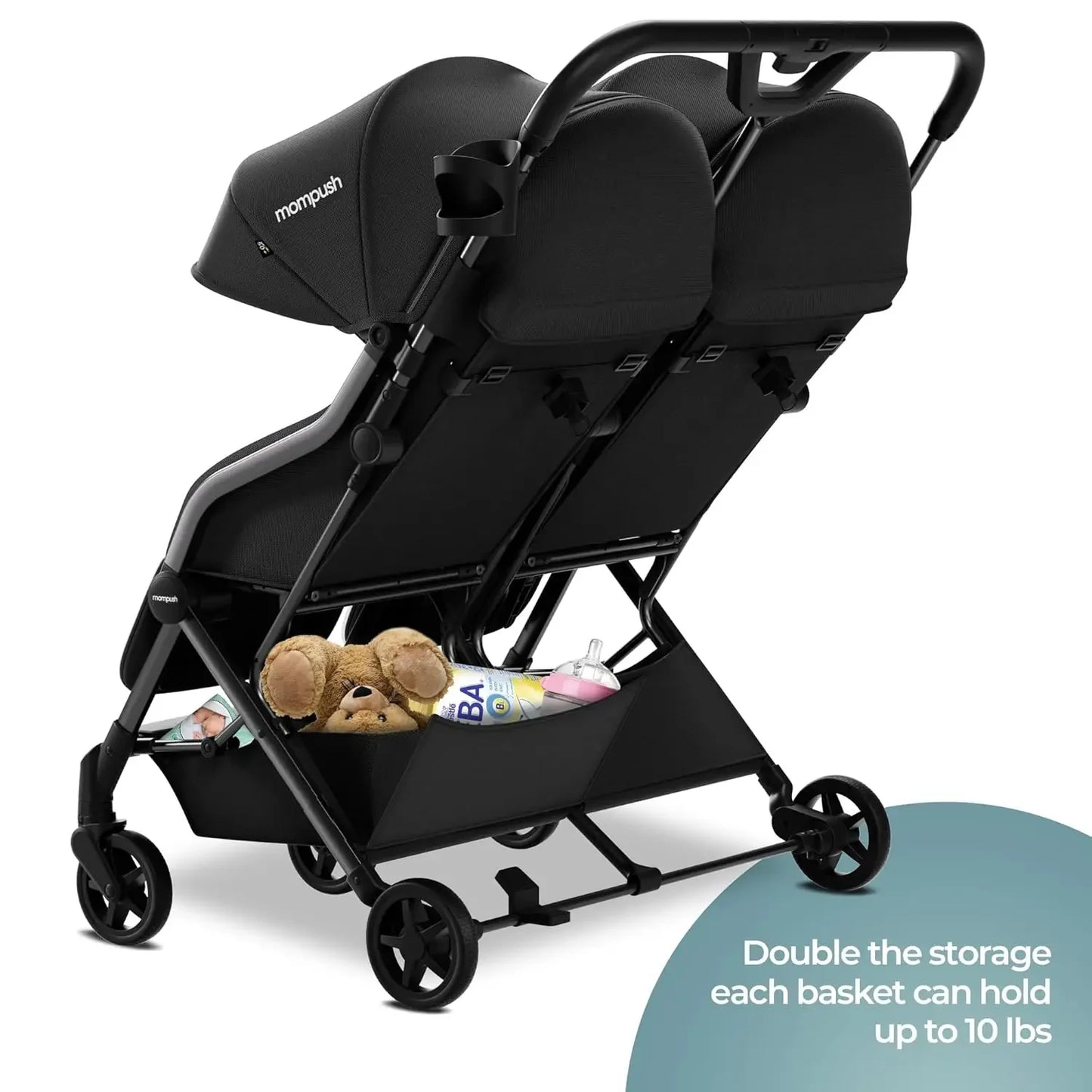 Double Ultralight Stroller, Side by Side Stroller, with Individual Recline, Easy Fold