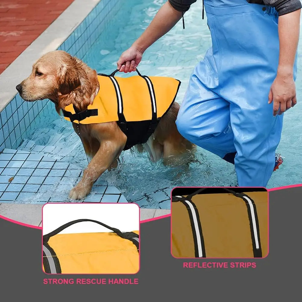 Ripstop Reflective & Adjustable Life Jacket for Dogs with Rescue Handle