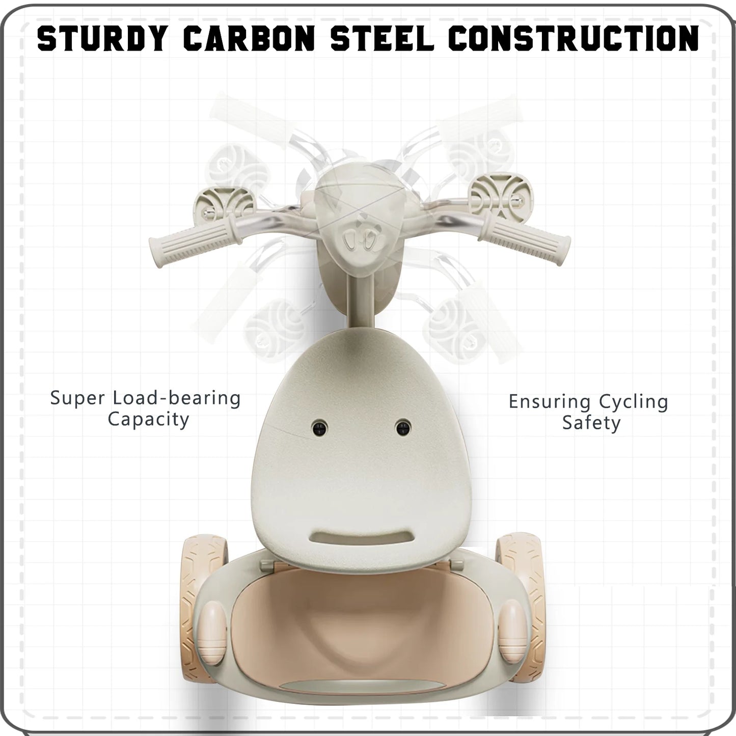 Foldable Tricycle Pedals, Shock-absorbing PU Wheels , Light, 1-5 Years