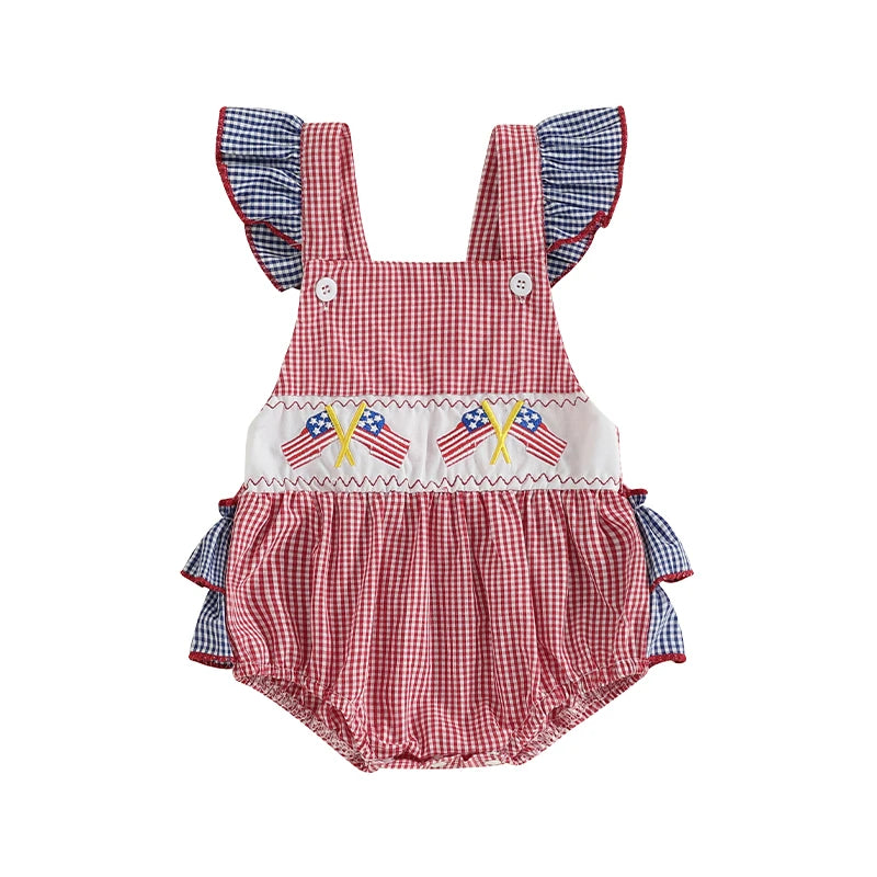 Infant Girls American Flag Romper