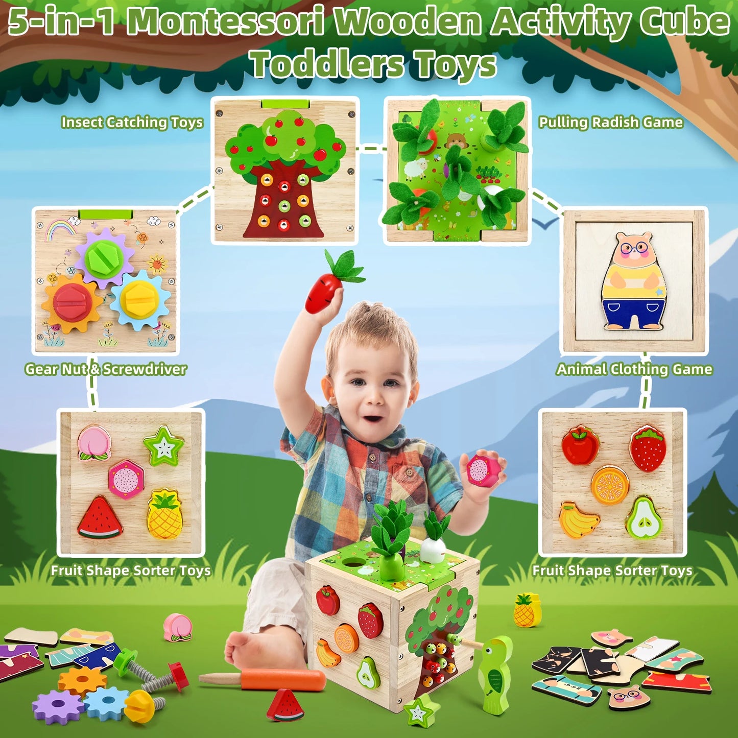 Baby Wooden Activity Cube