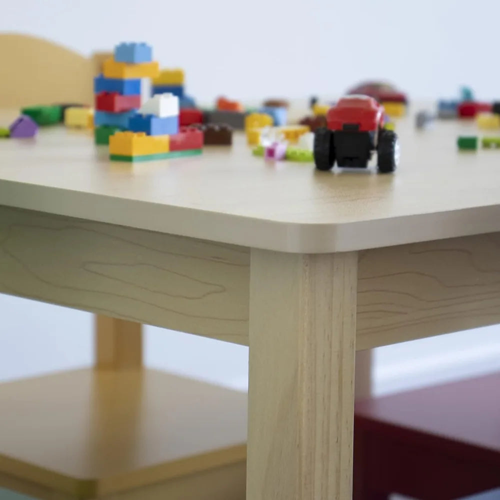 Kids Wood Table & 4 Chair Set, Natural/Primary