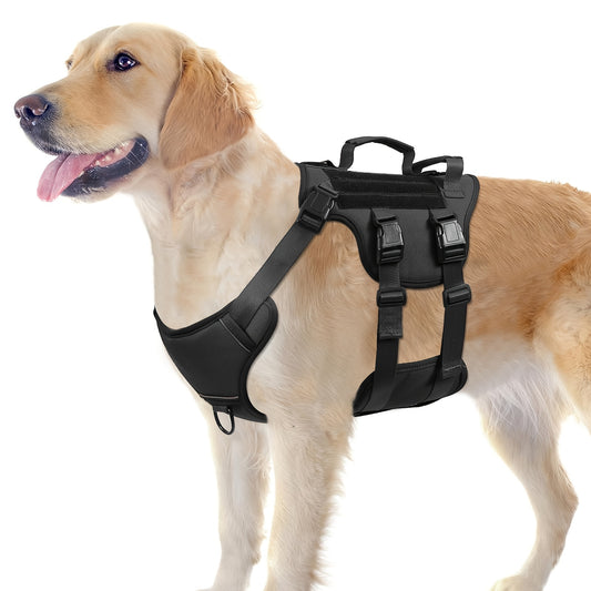 Escape-Proof Dog Harness - Reflective, No-Pull, Soft Padded, Adjustable & Dual Handles - Large