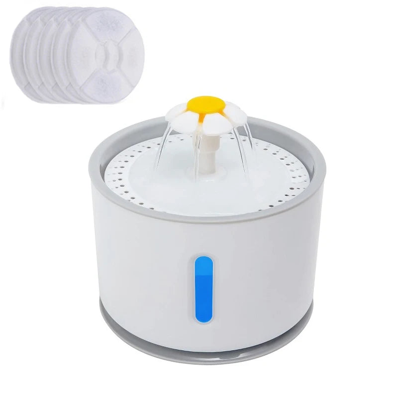 Automatic Cat/Dog Water Fountain with LED Lighting 5 Pack Filters 2.4L