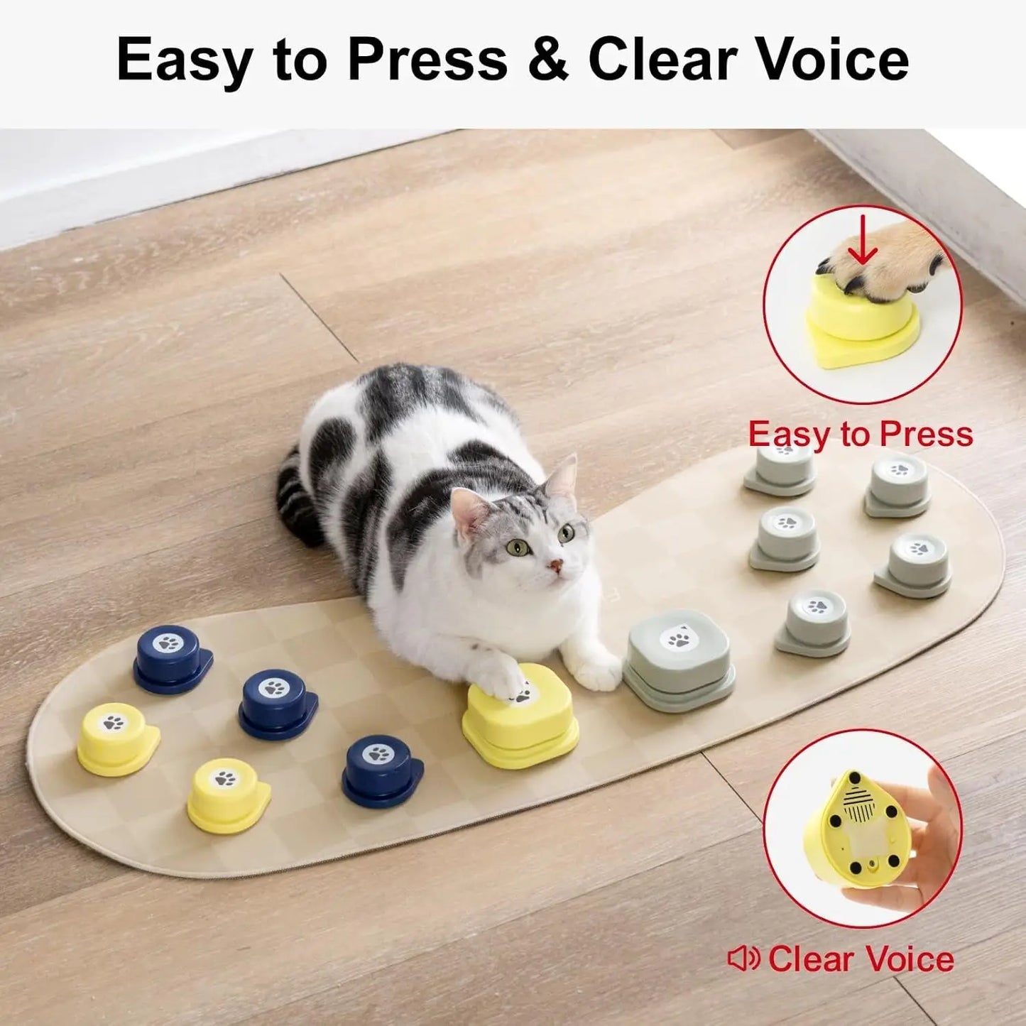 Dog Talking Button Set with Mat Communication  Rechargeable Voice Recording Button 12 Packs