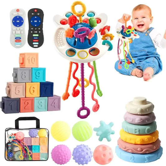 Baby toys 6 to 12 months-3yr, Sensory ,Pull String , Stacking and Blocks