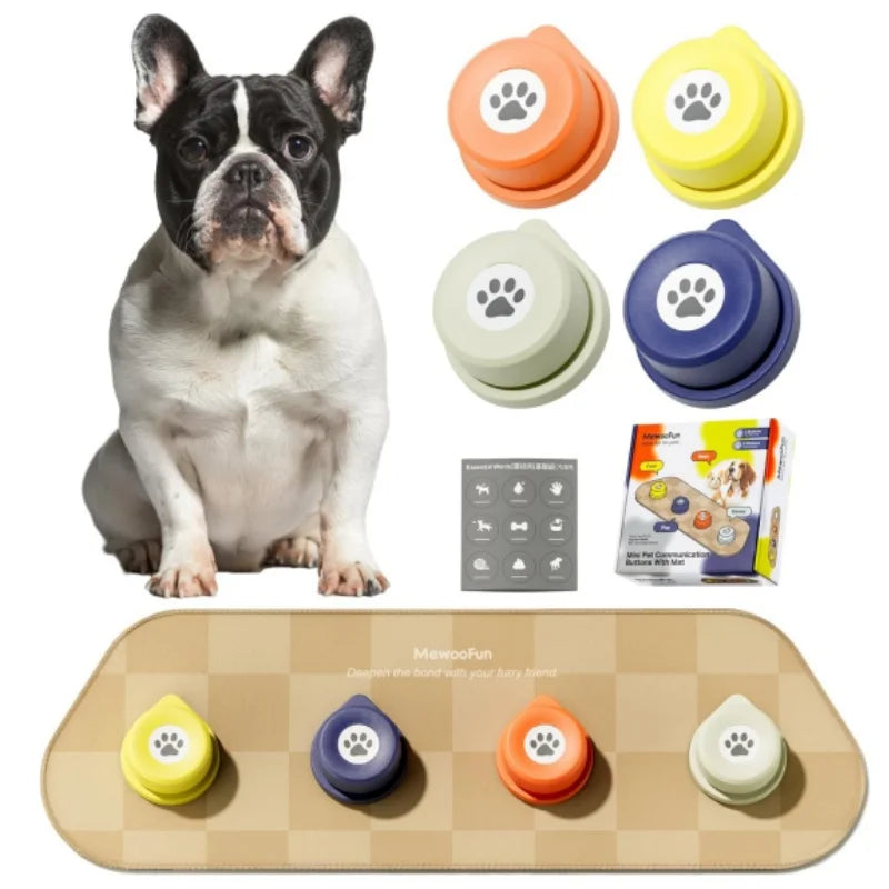 Dog Talking Button Set with Mat Communication  Rechargeable Voice Recording Button 12 Packs