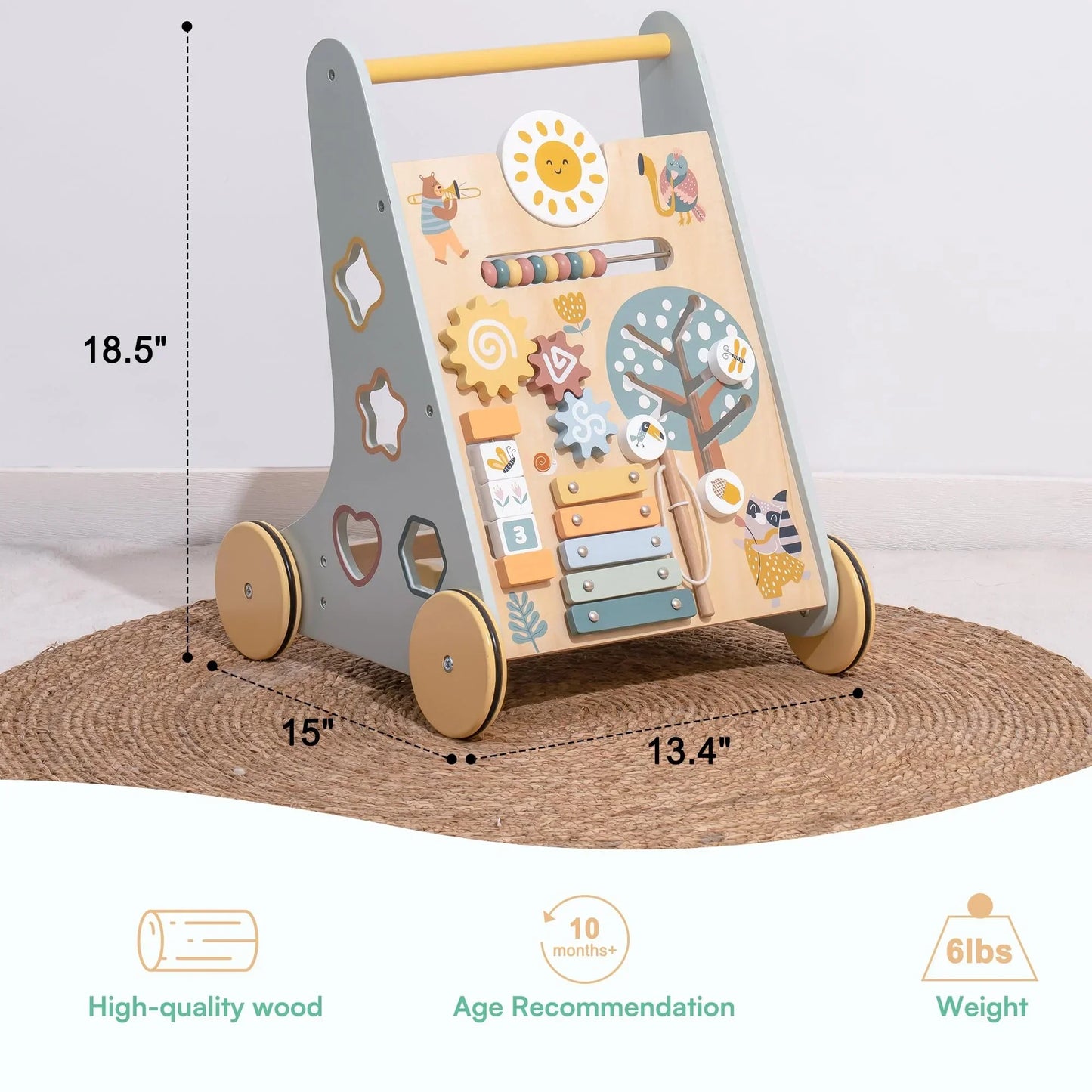Wooden Baby Walker-Activity Center