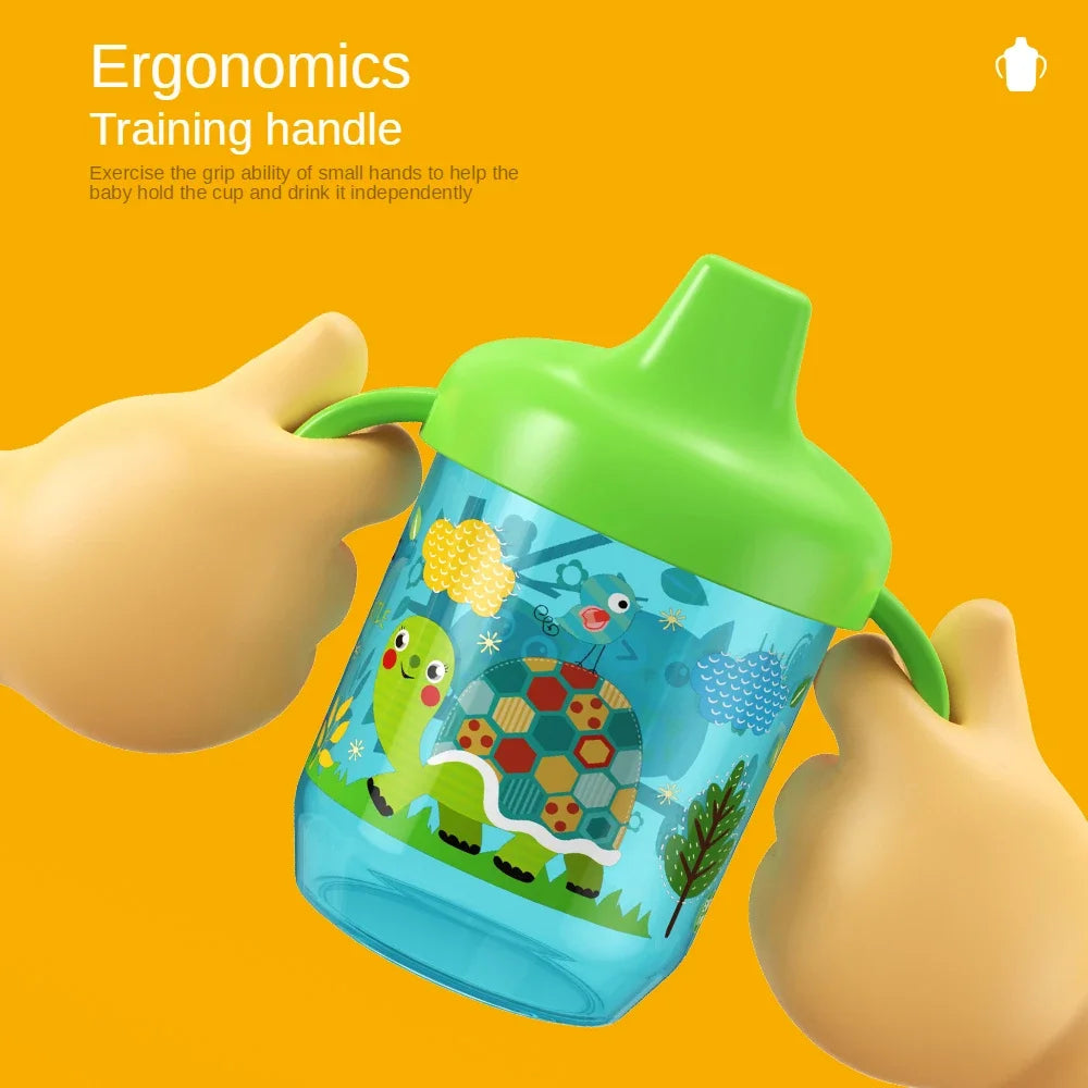 Baby Training Drinking Cup with Double Handle Flip Lid BPA Free Leakproof