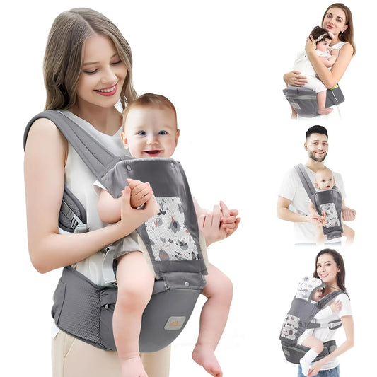Baby Carrier, Newborn to Toddler,  with Hood All Seasons & All Position Hip Carrier