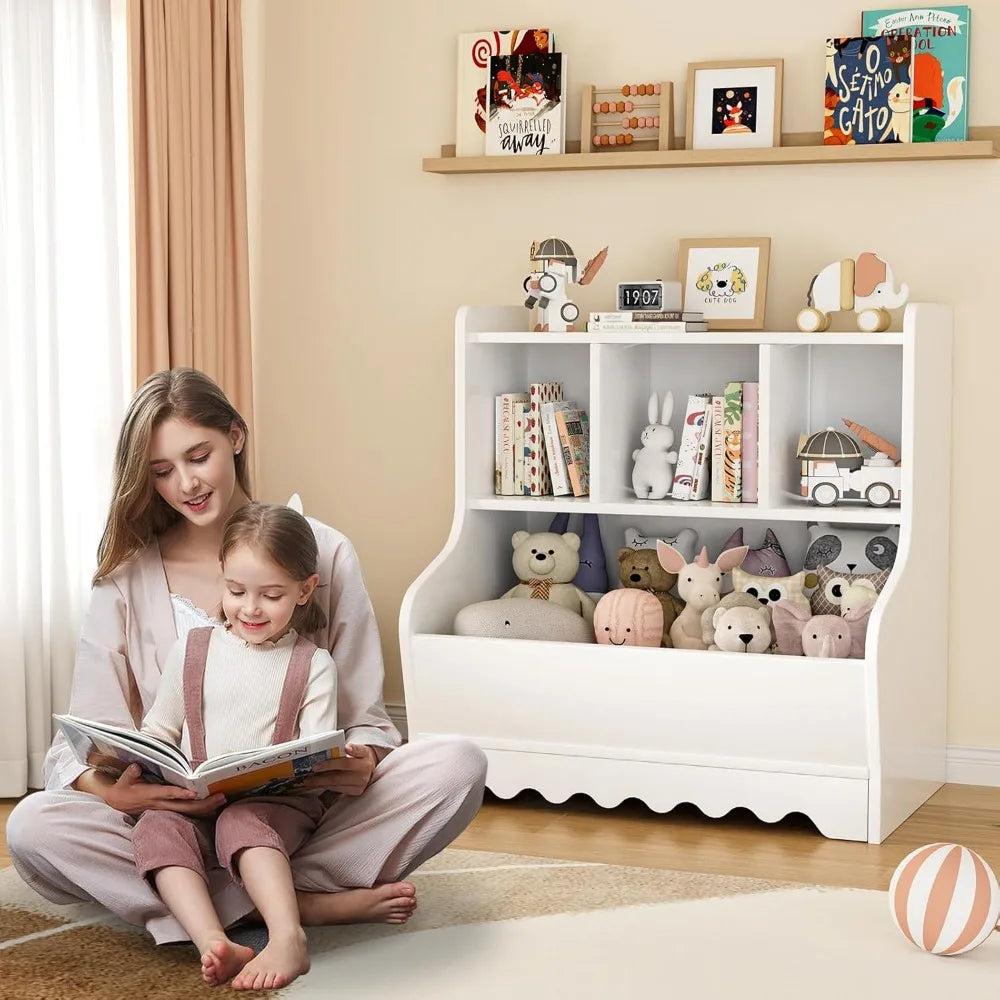 Children's Bookshelf, Toy Storage Organizer, Wooden