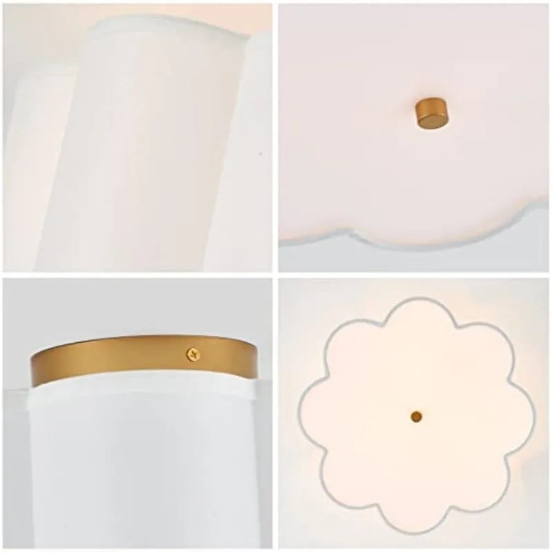 Semi Flush Mount Ceiling Light Fixture, Cream/ White Fabric Drum Shade for Nursery/ Kids Room