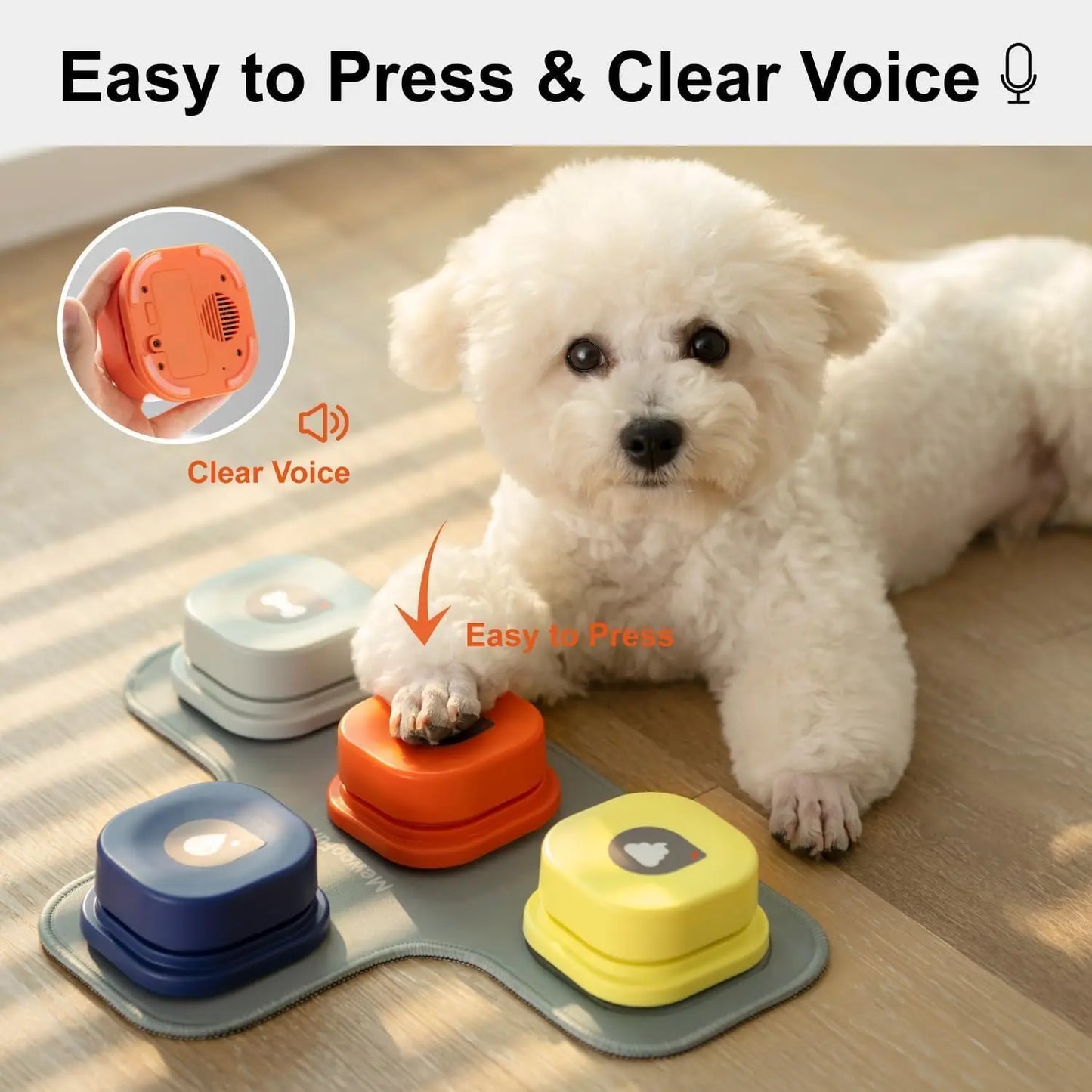 Dog Button Talking Pet Communication Vocal Training Toy Bell With Pad and Sticker