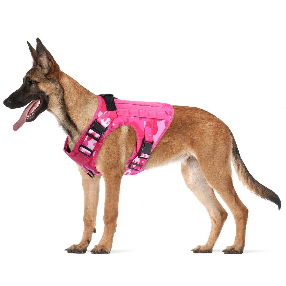 Military Pink Camouflage Dog Harness Leash - Large/ Medium Dogs