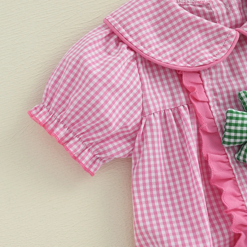 Infant/Toddler Girls Floral Print Ruffle Sleeve Romper with Bowknot Headband   3 colors available