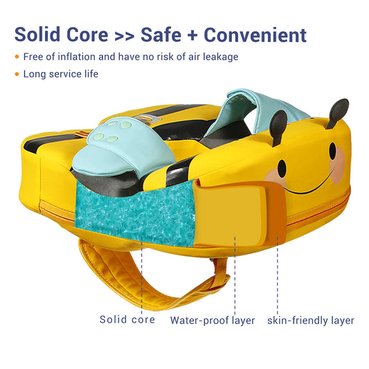 Baby Float With Crotch Strap & Inflation-free Solid Core  Child Swimming Ring