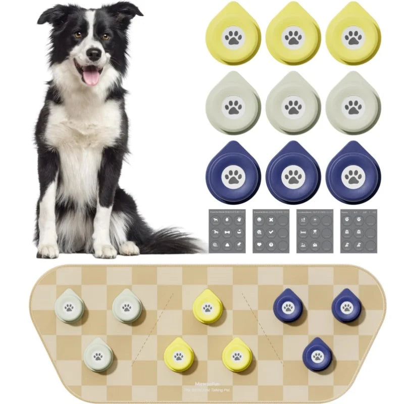 Dog Talking Button Set with Mat Communication  Rechargeable Voice Recording Button 12 Packs