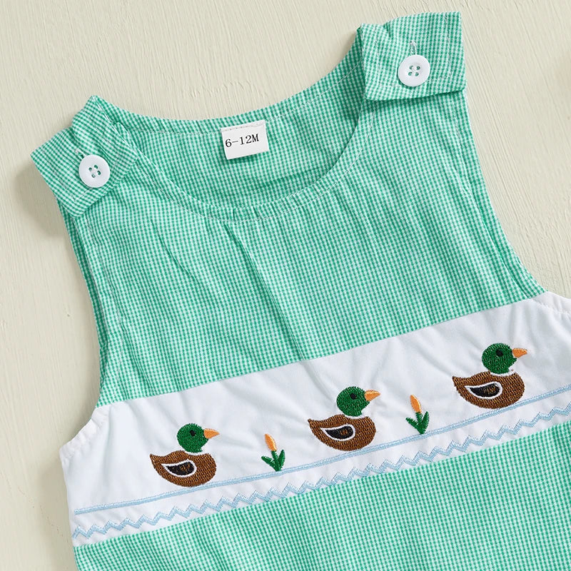 Toddler/ Baby- Duck Overalls  Sleeveless Button Straps Jumpsuit