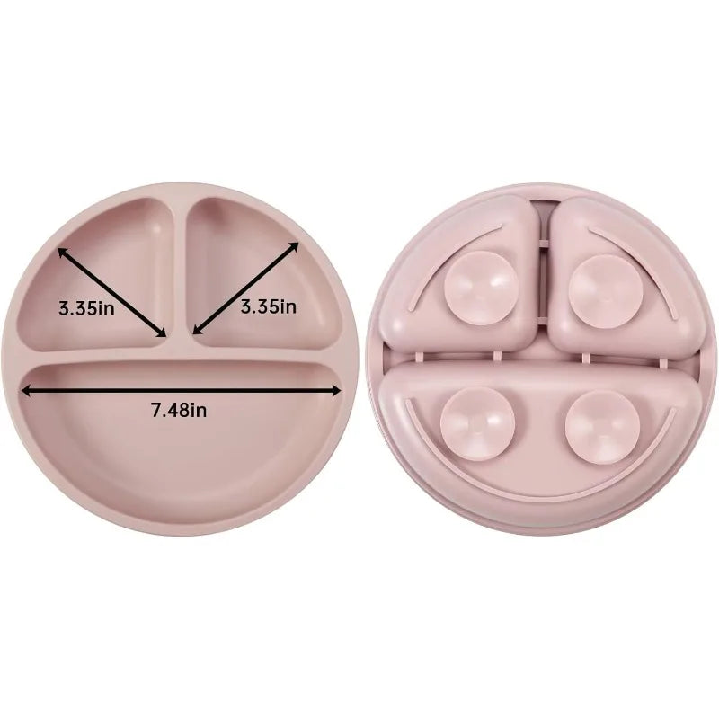 9 PCS Silicone Baby Feeding Set- Self Feeding Utensils- Divided Suction Plate- Bowl- Bib- Sippy Cup