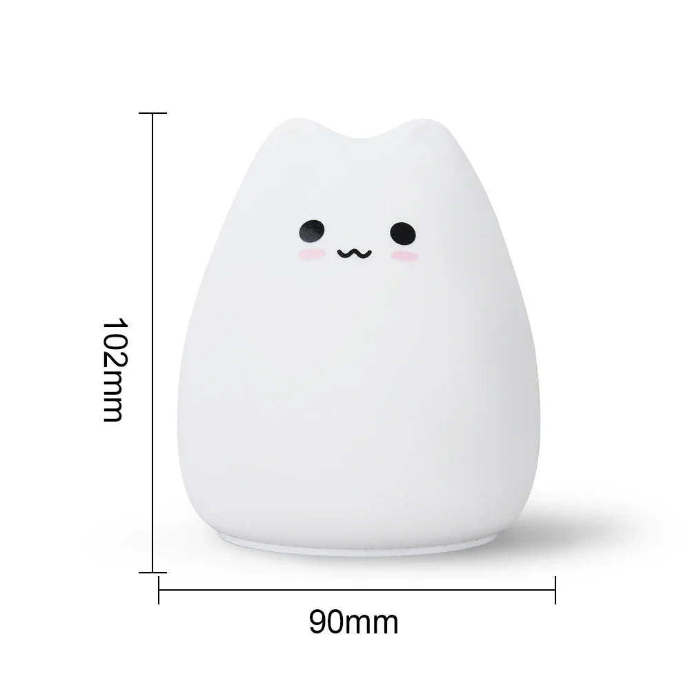 Cat Night Light 7 Colors Silicone Lamp Touch Sensor